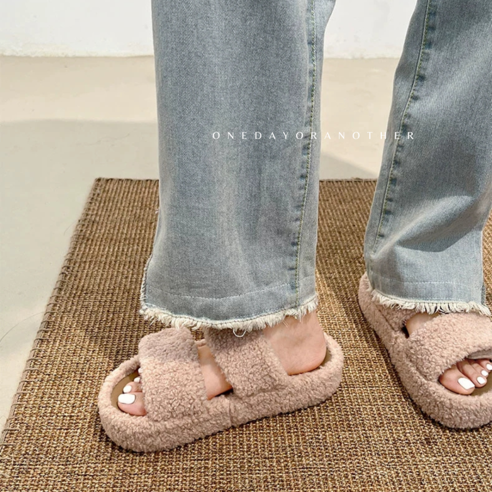 韓國東大門 羊羔毛魔鬼氈拖鞋 毛毛拖鞋 保暖拖鞋 居家拖鞋 室內拖鞋 外穿拖鞋 加厚 毛絨鞋 厚底 冬天拖鞋 301-7-細節圖7