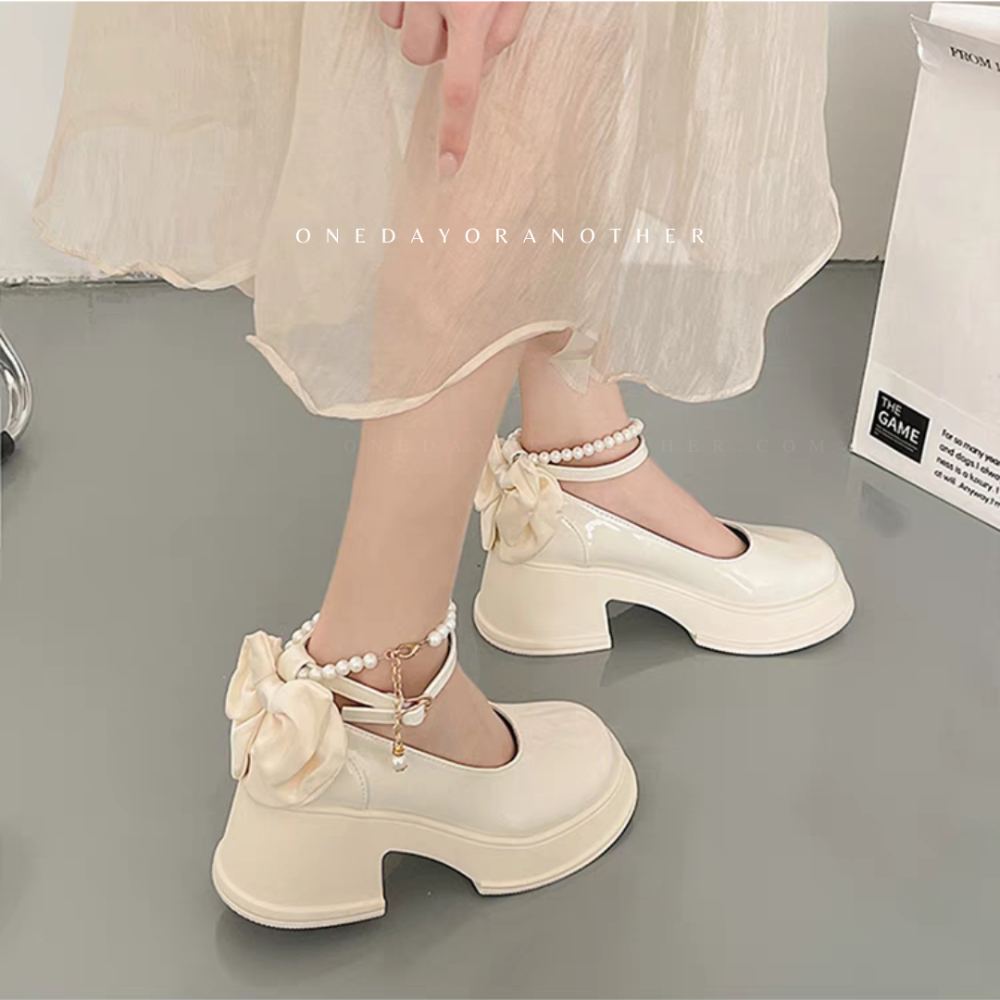 多種穿法♥️雙帶鏈條蝴蝶結小皮鞋 瑪麗珍鞋 皮鞋 樂福鞋 大粗跟厚底 休閒鞋 方頭紳士鞋 小皮鞋 復古英倫風 D1234-細節圖5