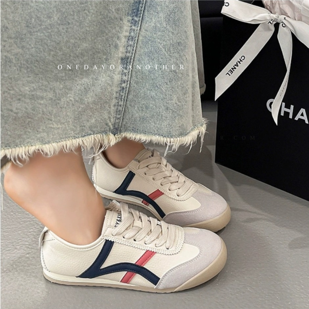 大尺碼 經典 復古 麂皮拼接 皮革 米底 虎爪紋 舒適透氣 防滑耐磨 一腳蹬 休閒鞋 平底鞋 低幫 板鞋 D3234顏色-細節圖8