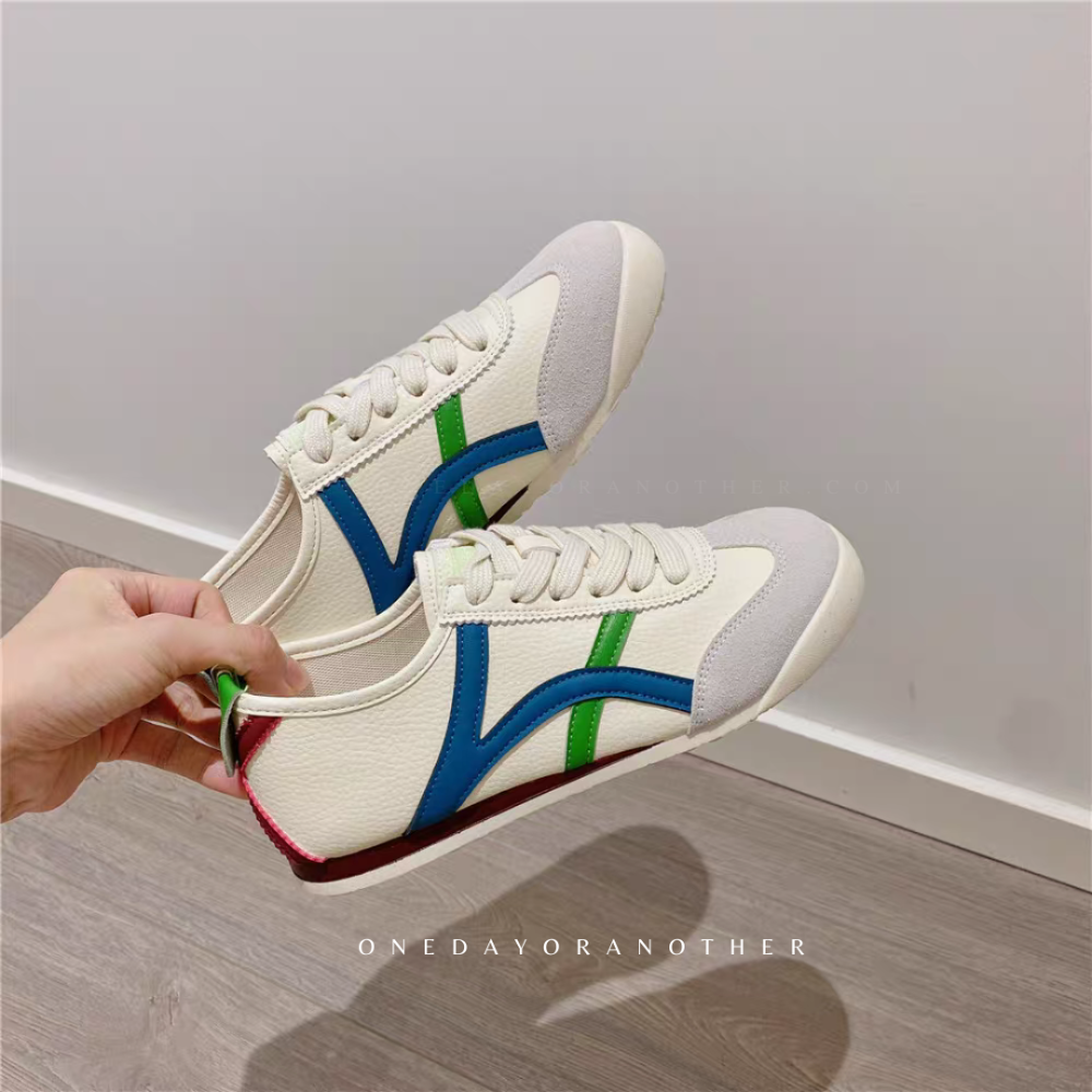 大尺碼 經典 復古 麂皮拼接 皮革 米底 虎爪紋 舒適透氣 防滑耐磨 一腳蹬 休閒鞋 平底鞋 低幫 板鞋 D3234顏色-規格圖9