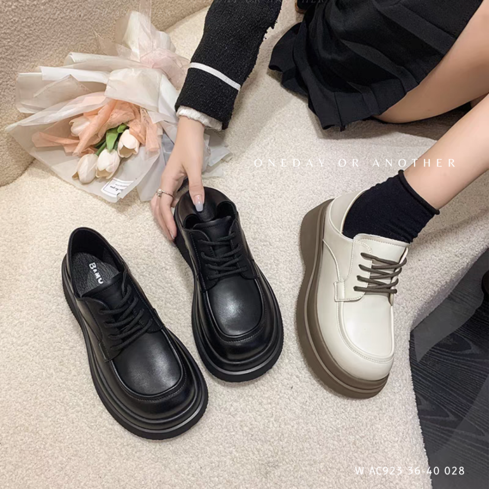 兩穿可後踩紳士鞋❤復古大頭鞋 顯瘦厚底馬丁鞋 日系jk小皮鞋 英倫風綁帶小皮鞋 女生厚底鞋 鬆糕鞋 楔形鞋 AC923-細節圖2