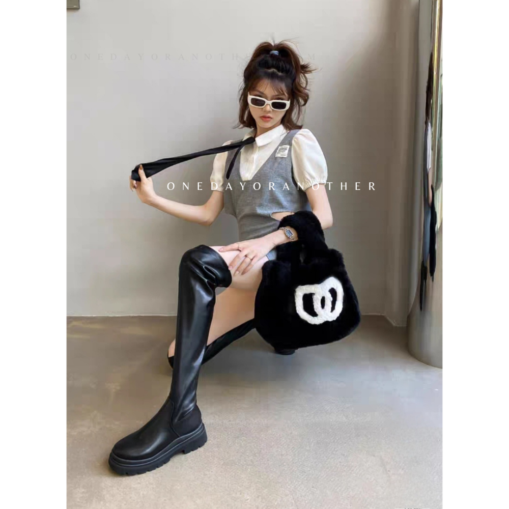 顯瘦不掉筒過膝靴 膝上靴 長靴 靴子 皮靴 馬靴 長筒靴 高筒靴 靴子 鞋子 女鞋 騎士靴 瘦腿靴 長筒靴子AC9177-細節圖4