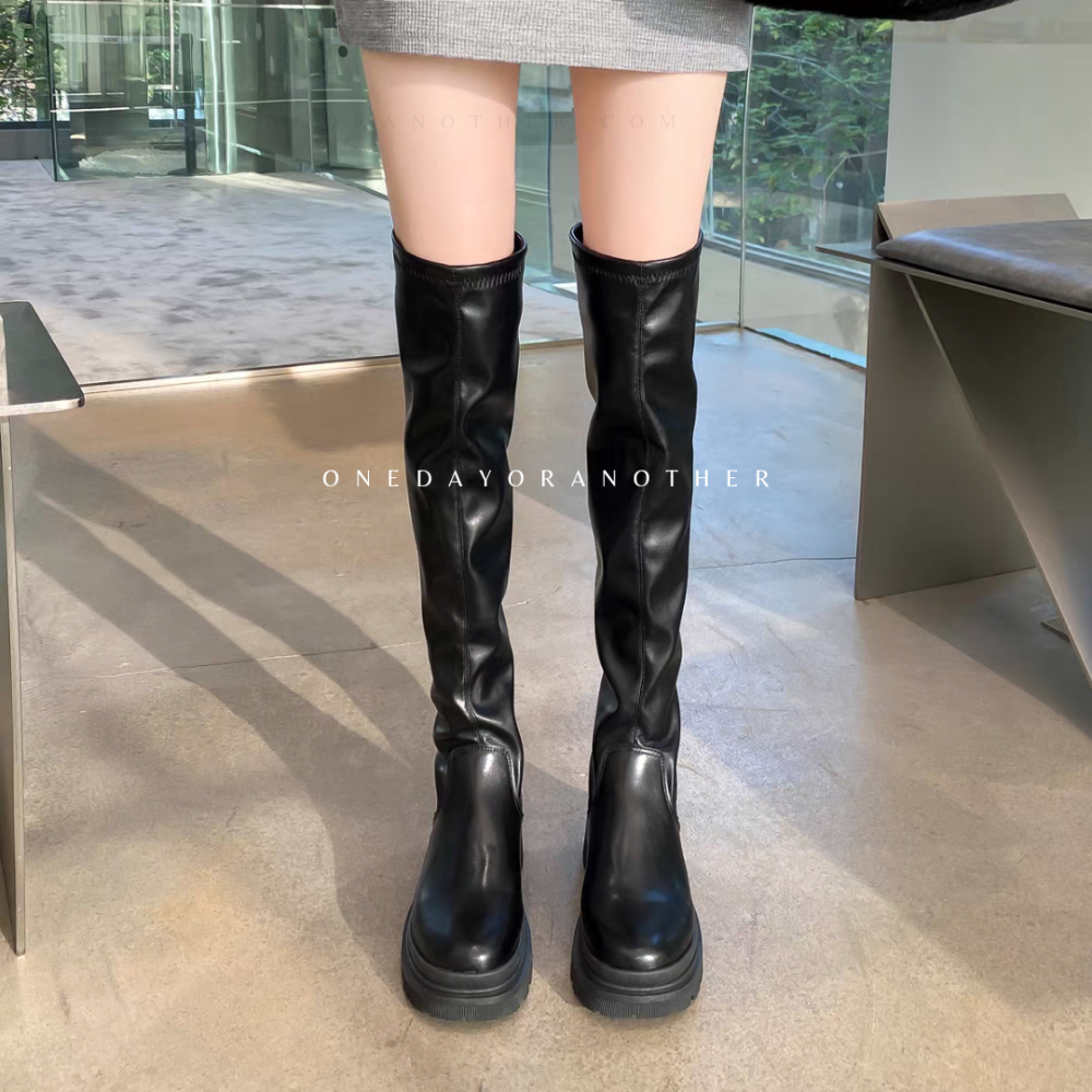 顯瘦不掉筒過膝靴 膝上靴 長靴 靴子 皮靴 馬靴 長筒靴 高筒靴 靴子 鞋子 女鞋 騎士靴 瘦腿靴 長筒靴子AC9177-細節圖5