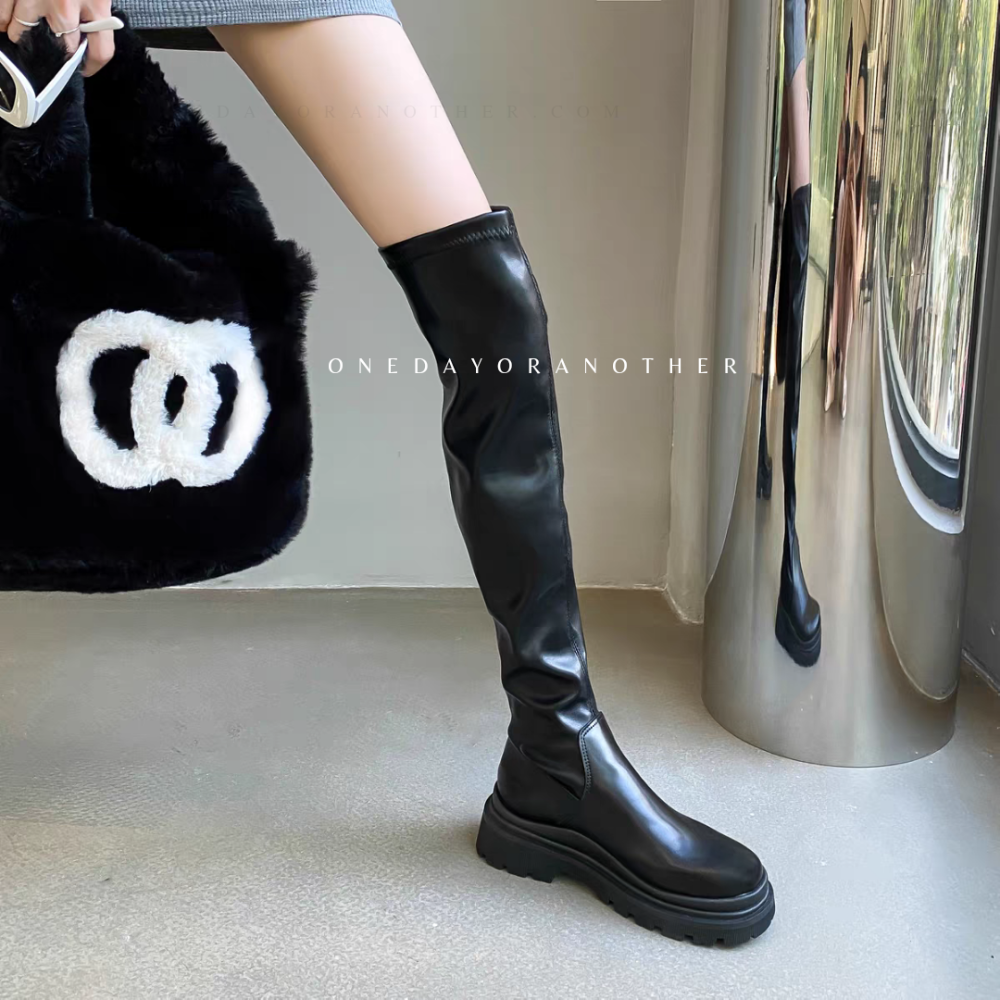 顯瘦不掉筒過膝靴 膝上靴 長靴 靴子 皮靴 馬靴 長筒靴 高筒靴 靴子 鞋子 女鞋 騎士靴 瘦腿靴 長筒靴子AC9177-細節圖6