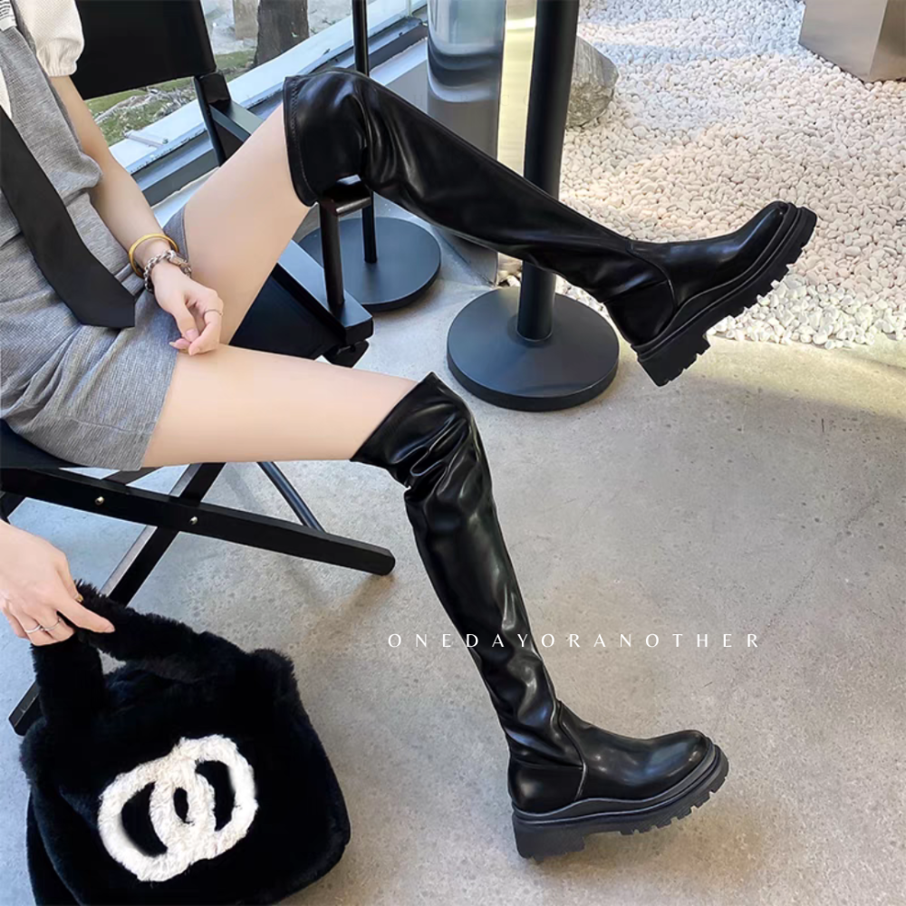 顯瘦不掉筒過膝靴 膝上靴 長靴 靴子 皮靴 馬靴 長筒靴 高筒靴 靴子 鞋子 女鞋 騎士靴 瘦腿靴 長筒靴子AC9177-細節圖7