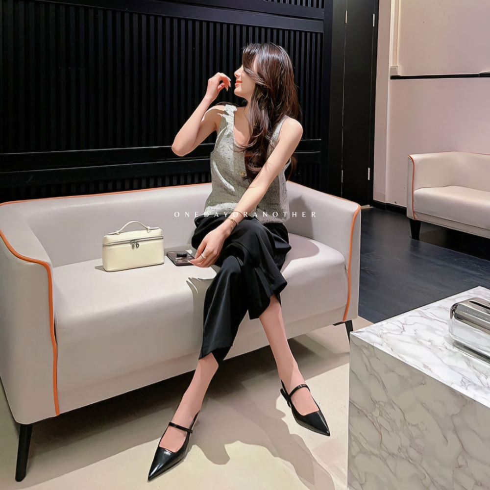 韓國東大門 尖頭 細跟 跟鞋 後鏤空 高跟 後空尖頭 高跟鞋 尖頭涼鞋 低跟涼鞋 包鞋 涼鞋 小香風 D2637-細節圖4