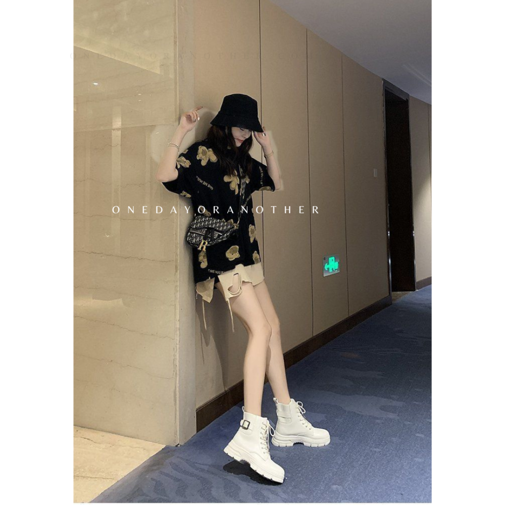 鬆緊帶厚底戰鬥馬丁靴 切爾西靴 厚底增高軍靴 復古英倫風短靴 馬丁靴 馬丁鞋 中筒靴 低筒靴 皮靴 靴子 靴子555-3-細節圖3