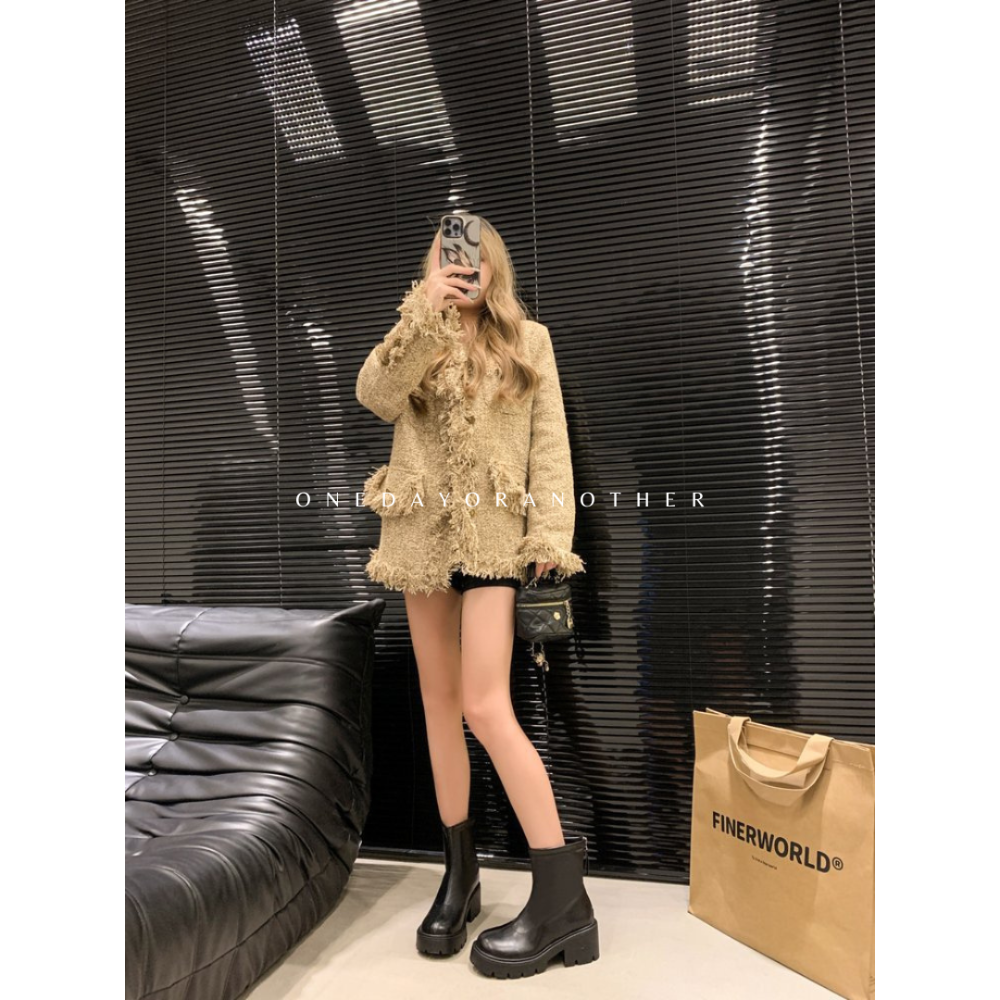 素面加厚鬆糕底瘦瘦短靴 厚底粗跟短靴 圓頭短靴 粗跟低跟靴 短靴 戰鬥靴 低筒靴 素面短筒靴 軍靴 D371-細節圖3