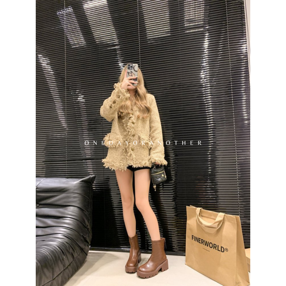 素面加厚鬆糕底瘦瘦短靴 厚底粗跟短靴 圓頭短靴 粗跟低跟靴 短靴 戰鬥靴 低筒靴 素面短筒靴 軍靴 D371-細節圖6