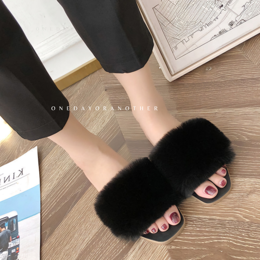 毛毛拖鞋 毛毛拖 毛毛鞋 毛絨拖鞋 保暖拖鞋 寬版 毛毛拖 居家拖鞋 外穿拖鞋 舒適可愛 厚底拖鞋 網美拖鞋 QQ988-細節圖4