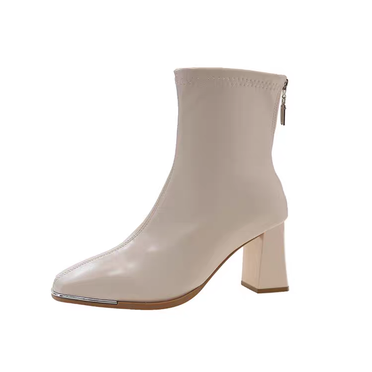 素面方頭高跟瘦瘦靴 貼腿後拉鍊 馬丁靴 靴子 短靴 長靴 粗跟短靴 女靴 韓版靴 粗跟靴 方頭靴 皮靴 跟靴 D4347-規格圖9