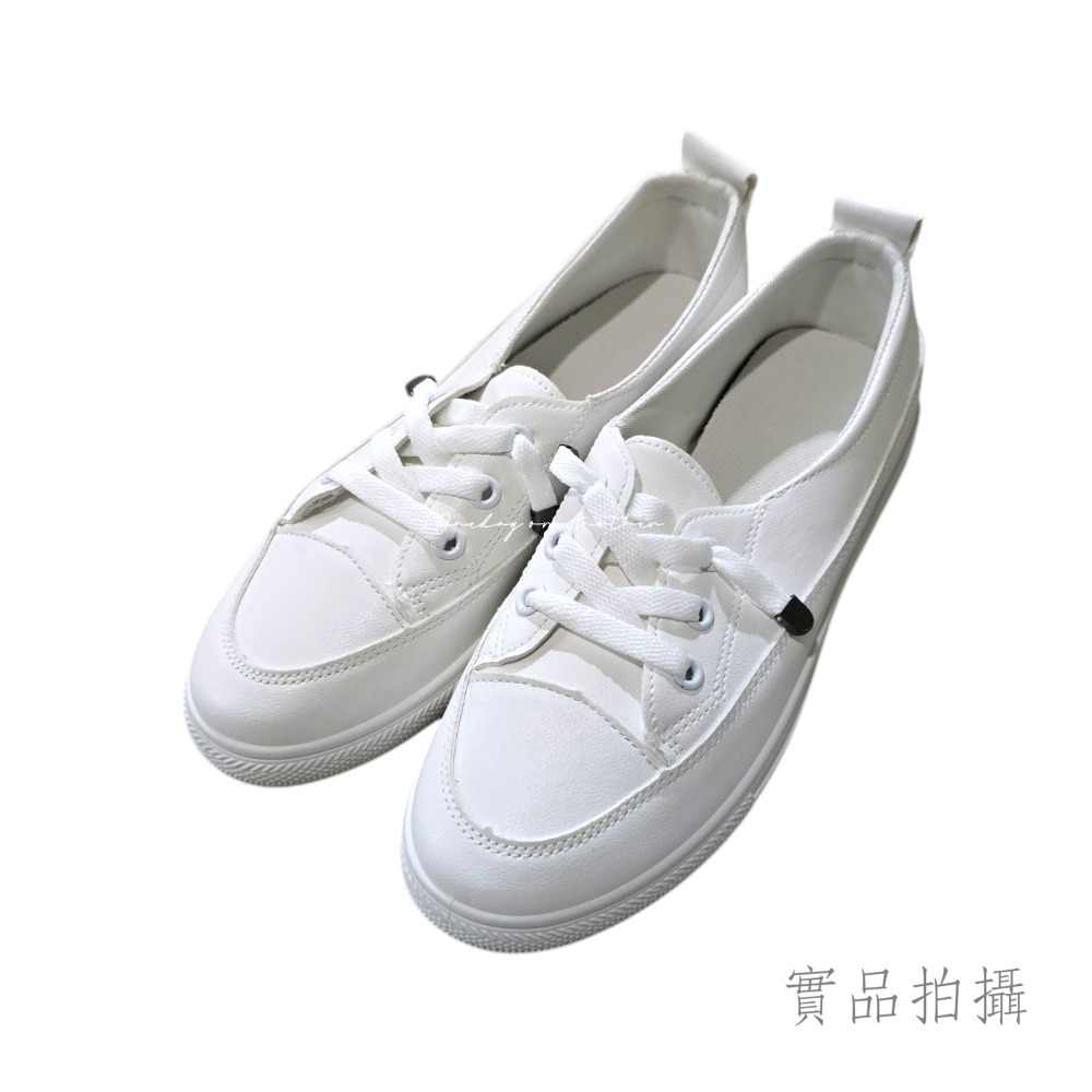 免綁帶小白鞋 平底休閒鞋 小白鞋 懶人鞋 平底小白鞋 韓版淺口 休閒單鞋 樂福鞋 舒適透氣 休閒鞋 純白 平底鞋X312-規格圖8