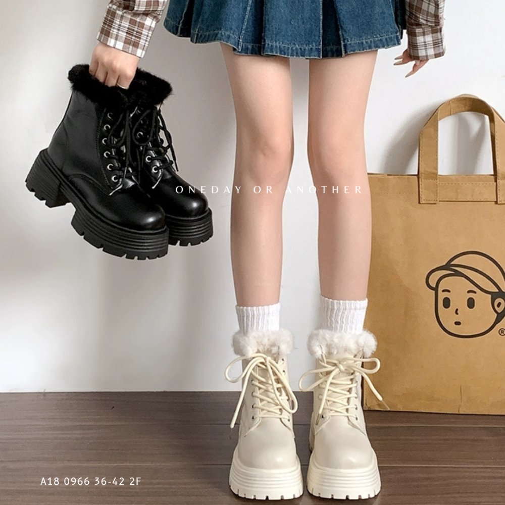 大尺碼36-42 韓版毛毛馬丁靴 加絨加厚保暖雪地靴 防水靴 粗跟靴 中筒靴 厚底靴 英倫靴 短靴 瘦瘦靴 0966-細節圖2