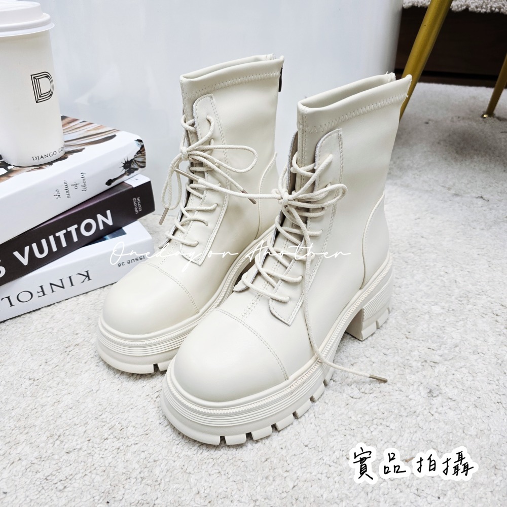 韓國細腿綁帶圓頭短靴 後拉鍊短靴 軟皮革 綁帶短靴 瘦瘦靴 馬丁靴 短筒 顯瘦 機車靴 軍靴 西部靴 英倫靴 6205-規格圖11