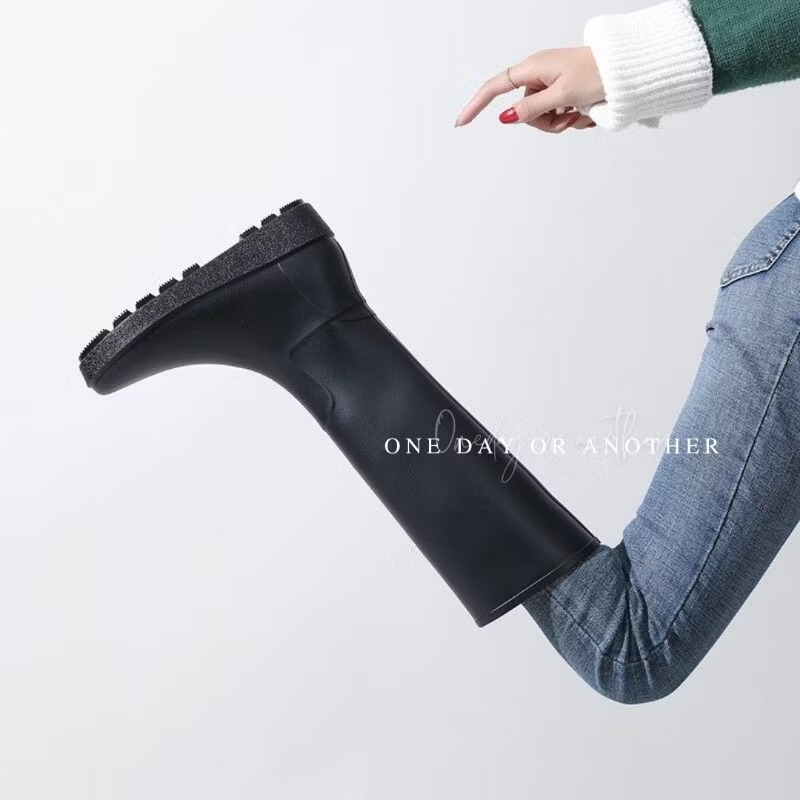 全防水❤韓版長靴 圓頭 雨鞋 高筒 長靴 長筒 靴子 韓國靴 素面 馬靴 騎士靴 粗跟馬靴 雪地靴 防潑水長靴 #102-細節圖4