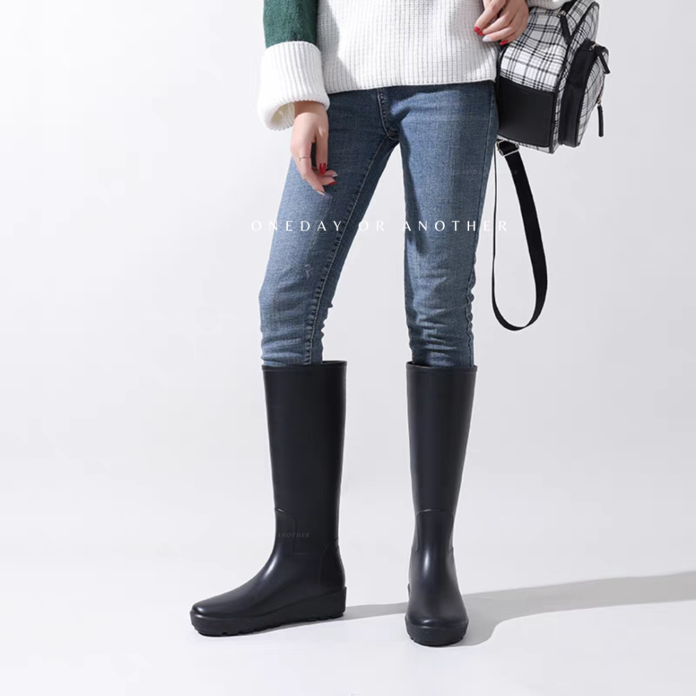 全防水❤韓版長靴 圓頭 雨鞋 高筒 長靴 長筒 靴子 韓國靴 素面 馬靴 騎士靴 粗跟馬靴 雪地靴 防潑水長靴 #102-細節圖5