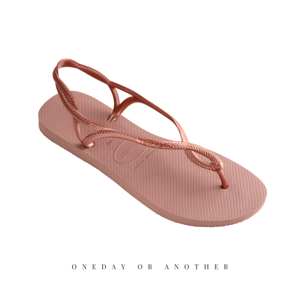 Havaianas哈瓦仕 Luna 涼鞋 拖鞋 防水涼鞋 粉色 玫瑰金 女款 麻花涼鞋 防水 防滑 基本款4147063-規格圖2