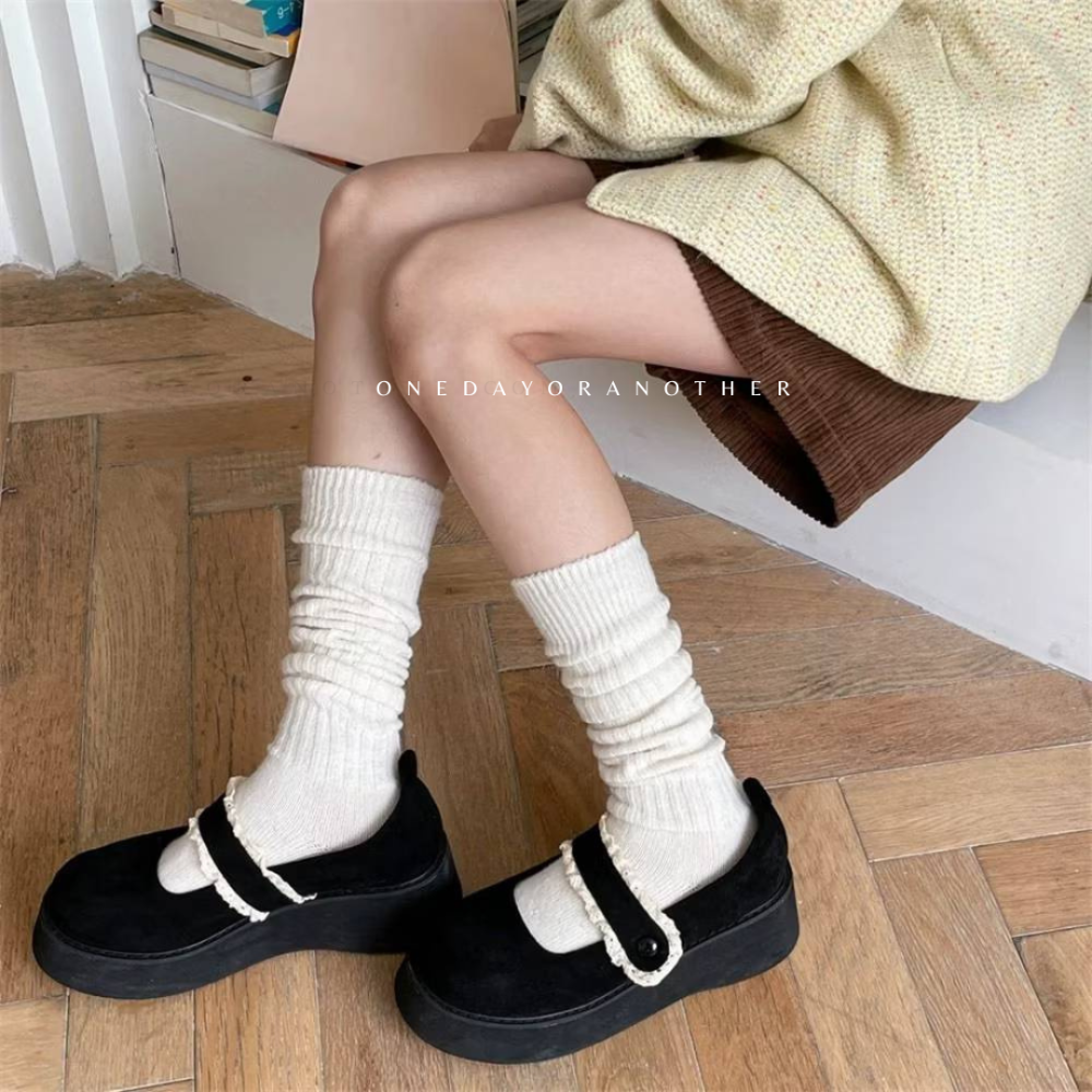 韓國同款🧦秋冬保暖羊毛堆堆襪 長襪 膝上襪 堆堆襪 保暖襪 長襪女 可愛襪子 襪子 過膝襪 長腿襪 顯瘦襪 瘦腿襪-細節圖7