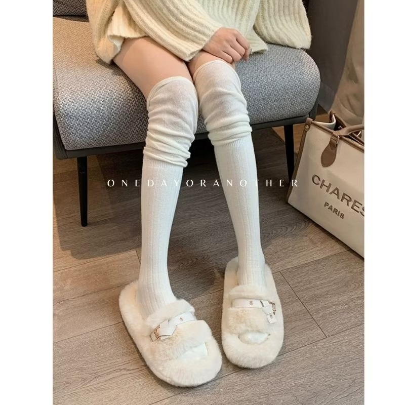 大尺碼36-42 厚底毛毛拖鞋 一字帶 寬版 扭結扣環 舒適保暖拖鞋 室內拖鞋 外穿拖鞋 居家拖鞋 厚底拖鞋9451-細節圖3