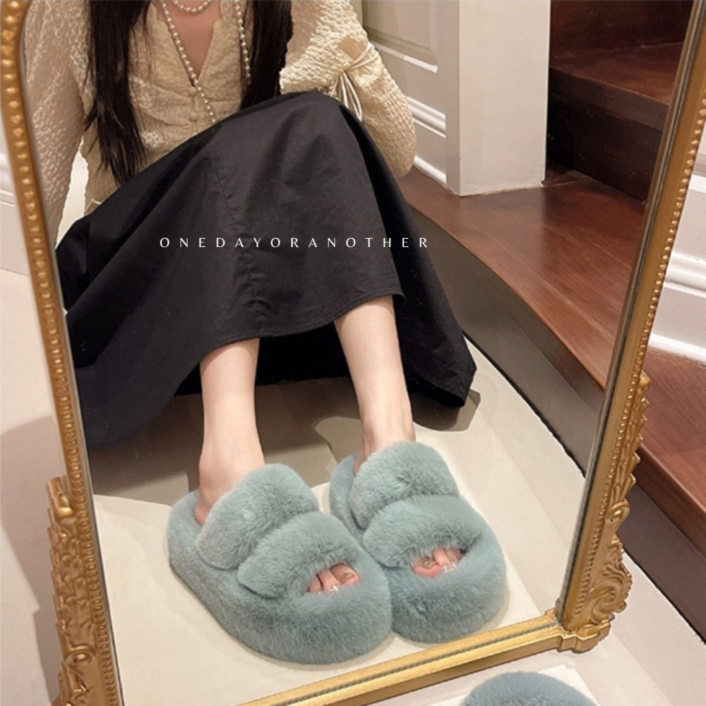 大尺碼36-42 厚底毛毛拖鞋 毛絨厚底拖鞋 毛毛拖 毛毛鞋 毛絨鞋 拖鞋 厚底拖 室內鞋 保暖拖 冬天拖鞋 9417-細節圖8