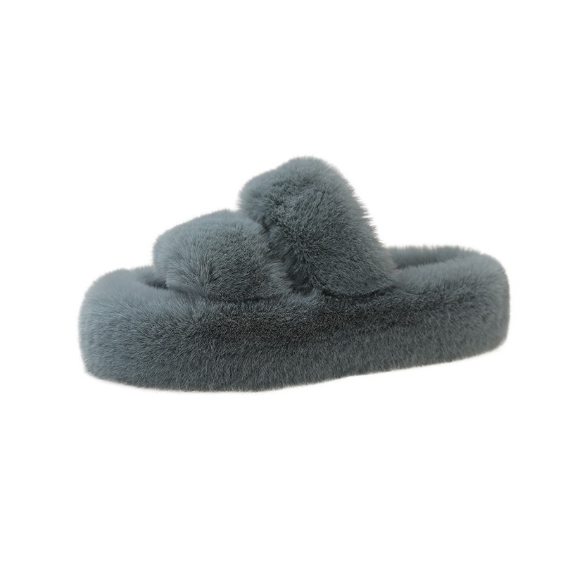 大尺碼36-42 厚底毛毛拖鞋 毛絨厚底拖鞋 毛毛拖 毛毛鞋 毛絨鞋 拖鞋 厚底拖 室內鞋 保暖拖 冬天拖鞋 9417-規格圖9