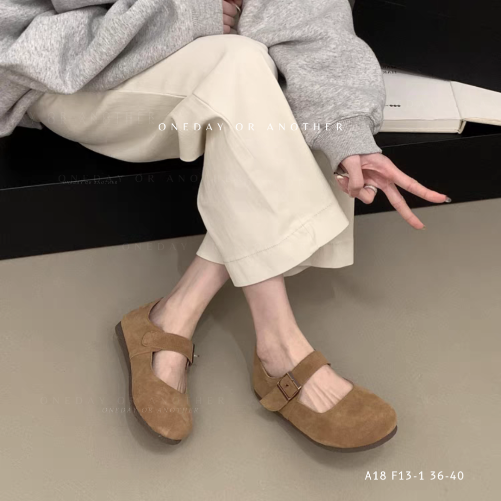 復古圓頭麂皮瑪麗珍鞋 軟底勃肯包鞋 休閒鞋 平底鞋 懶人鞋 包頭鞋 樂福鞋 休閒鞋 柏肯鞋 好穿脫 上班族必備F13-1-細節圖2