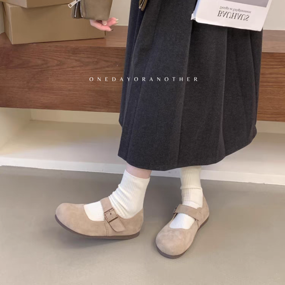 復古圓頭麂皮瑪麗珍鞋 軟底勃肯包鞋 休閒鞋 平底鞋 懶人鞋 包頭鞋 樂福鞋 休閒鞋 柏肯鞋 好穿脫 上班族必備F13-1-細節圖6