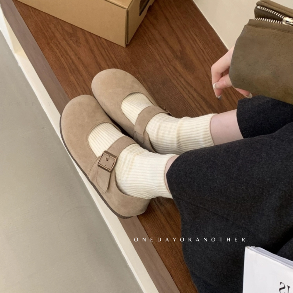 復古圓頭麂皮瑪麗珍鞋 軟底勃肯包鞋 休閒鞋 平底鞋 懶人鞋 包頭鞋 樂福鞋 休閒鞋 柏肯鞋 好穿脫 上班族必備F13-1-細節圖7