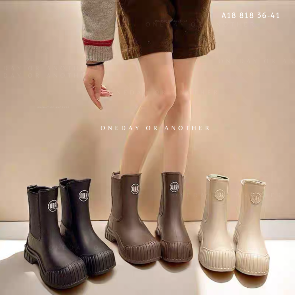 防水雨靴 防水靴 橡膠雨靴 素面 雨鞋 女鞋 鞋子 靴子 雨靴女 女生雨鞋 切爾西靴 防水鞋 防滑雨鞋 中筒靴 818-細節圖2