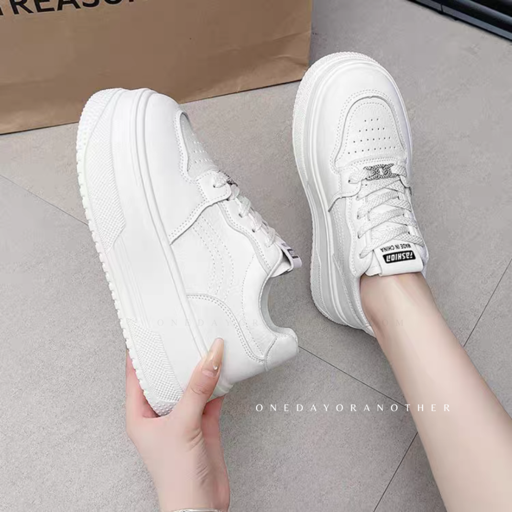 厚底綁帶小白鞋 老爹鞋 小白鞋 休閒鞋 增高鞋 板鞋 包鞋 文青 綁帶休閒鞋 厚底鬆糕休閒鞋 運動鞋 女鞋 G5157-細節圖4