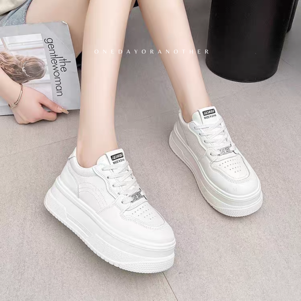 厚底綁帶小白鞋 老爹鞋 小白鞋 休閒鞋 增高鞋 板鞋 包鞋 文青 綁帶休閒鞋 厚底鬆糕休閒鞋 運動鞋 女鞋 G5157-細節圖5