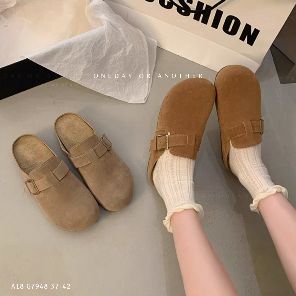 大尺碼42 經典款勃肯鞋 半拖 拖鞋 前包後空 懶人拖 穆勒鞋 包頭鞋 半包鞋 懶人鞋 半拖 布希 包頭拖鞋 G7948-細節圖2