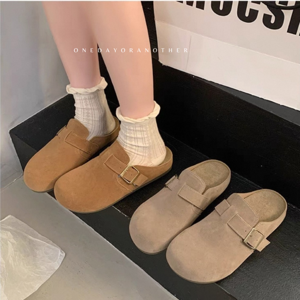 大尺碼42 經典款勃肯鞋 半拖 拖鞋 前包後空 懶人拖 穆勒鞋 包頭鞋 半包鞋 懶人鞋 半拖 布希 包頭拖鞋 G7948-細節圖3