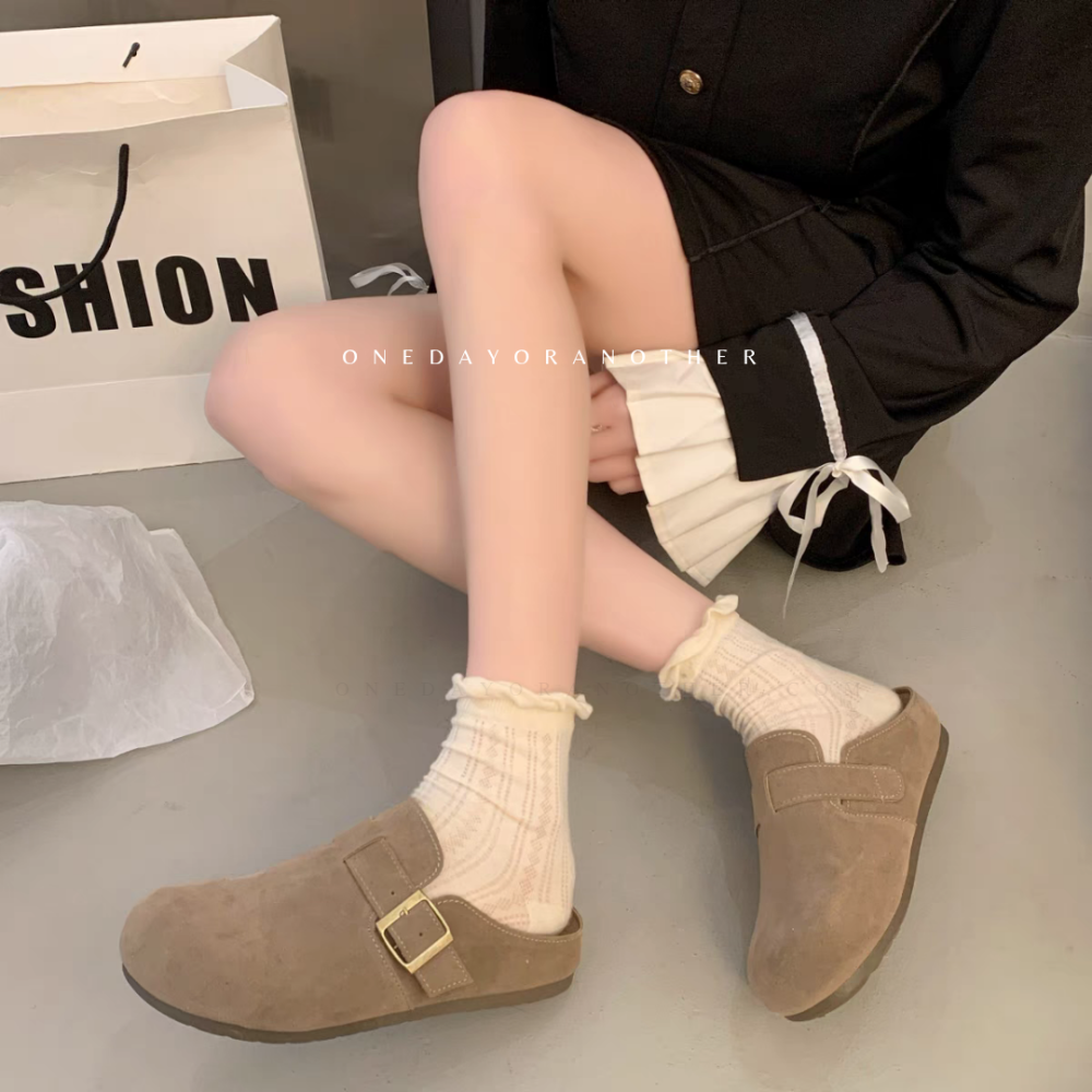 大尺碼42 經典款勃肯鞋 半拖 拖鞋 前包後空 懶人拖 穆勒鞋 包頭鞋 半包鞋 懶人鞋 半拖 布希 包頭拖鞋 G7948-細節圖4