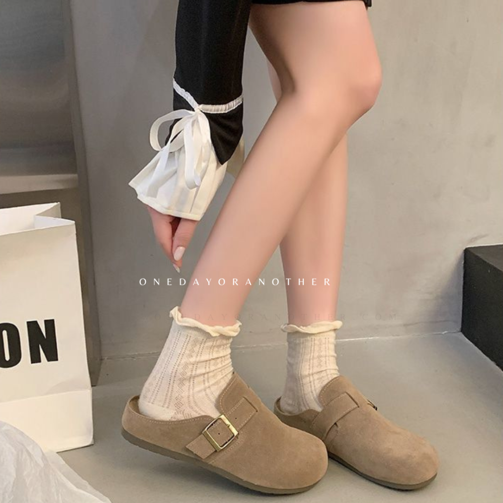 大尺碼42 經典款勃肯鞋 半拖 拖鞋 前包後空 懶人拖 穆勒鞋 包頭鞋 半包鞋 懶人鞋 半拖 布希 包頭拖鞋 G7948-細節圖5