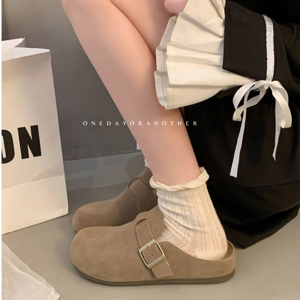 大尺碼42 經典款勃肯鞋 半拖 拖鞋 前包後空 懶人拖 穆勒鞋 包頭鞋 半包鞋 懶人鞋 半拖 布希 包頭拖鞋 G7948-細節圖6