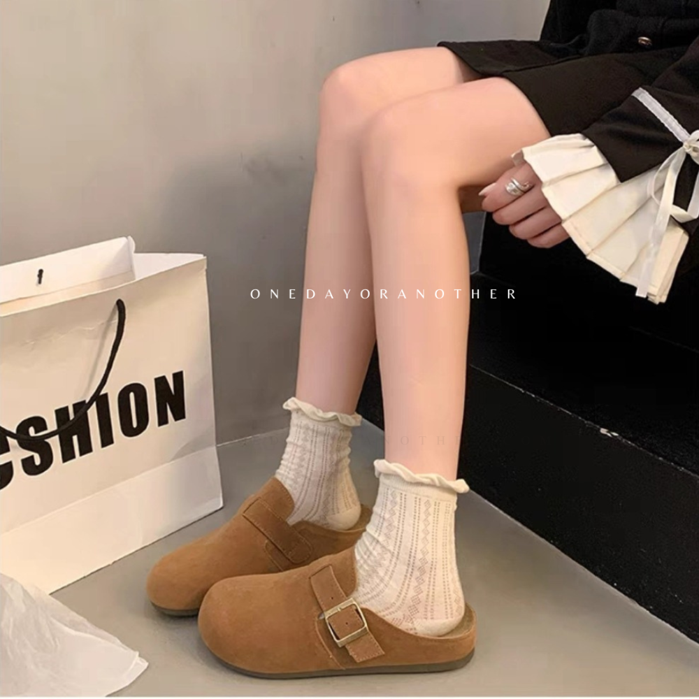 大尺碼42 經典款勃肯鞋 半拖 拖鞋 前包後空 懶人拖 穆勒鞋 包頭鞋 半包鞋 懶人鞋 半拖 布希 包頭拖鞋 G7948-細節圖7