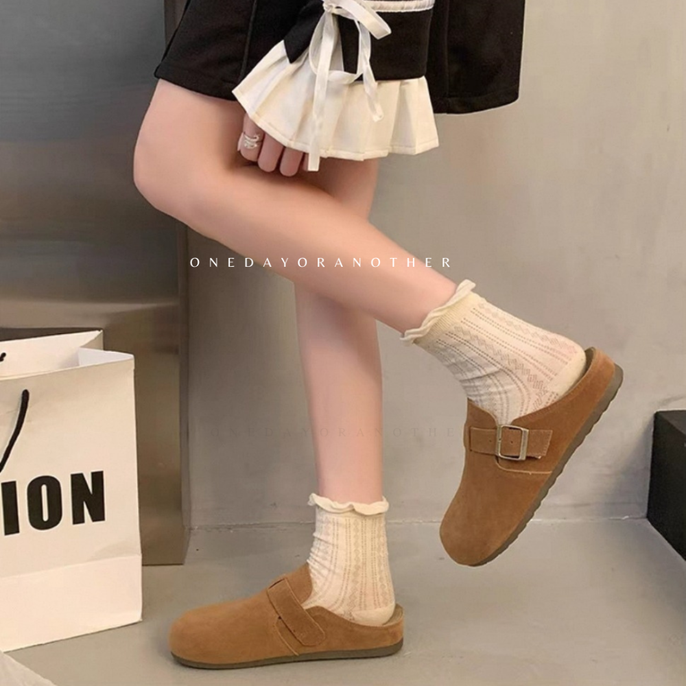 大尺碼42 經典款勃肯鞋 半拖 拖鞋 前包後空 懶人拖 穆勒鞋 包頭鞋 半包鞋 懶人鞋 半拖 布希 包頭拖鞋 G7948-細節圖8