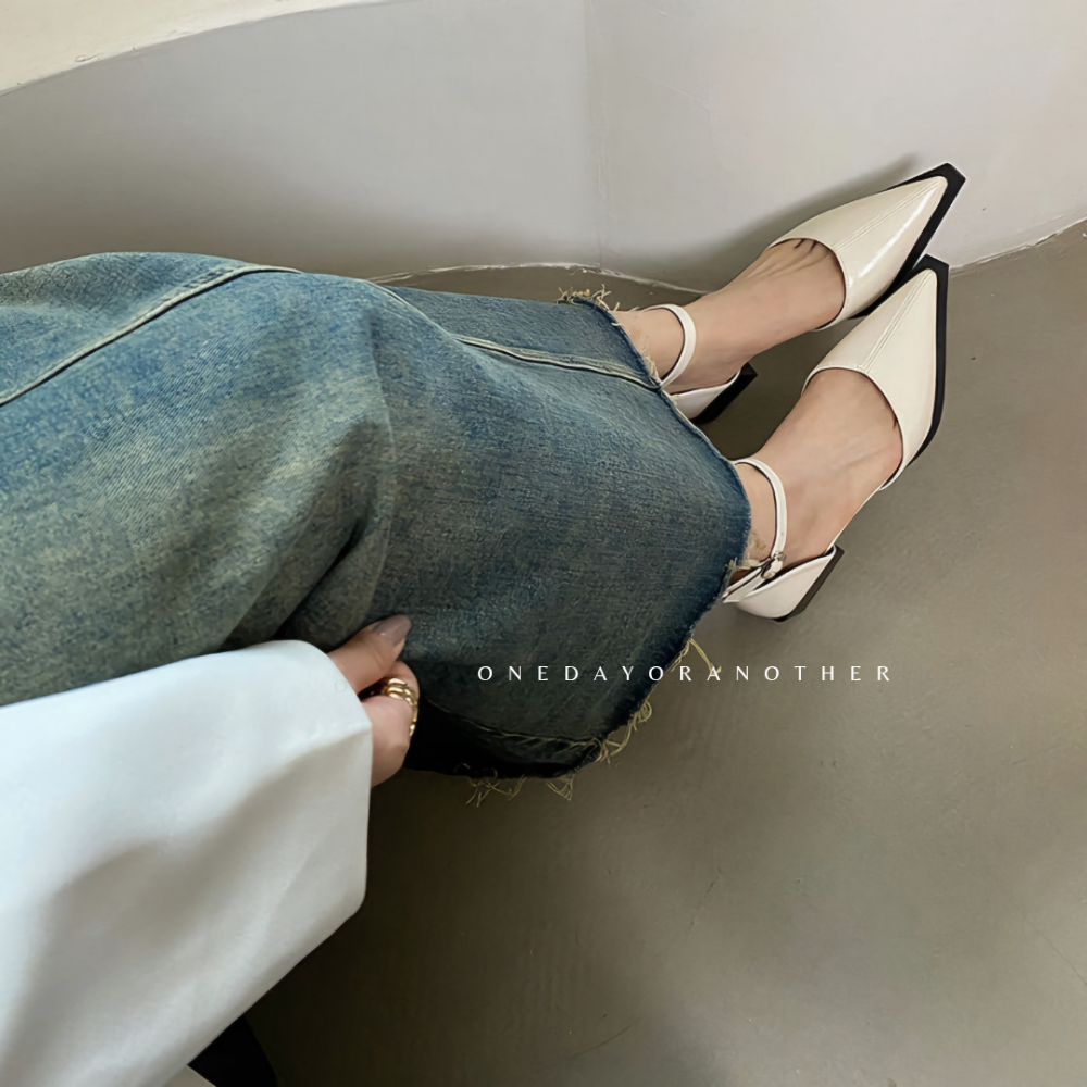 素面皮革一字帶金屬釦尖頭包鞋 尖頭鞋 OL鞋 純色 女鞋 工作鞋 粗跟鞋 淺口 百搭 面試鞋 尖頭跟鞋 低跟鞋G2714-細節圖6