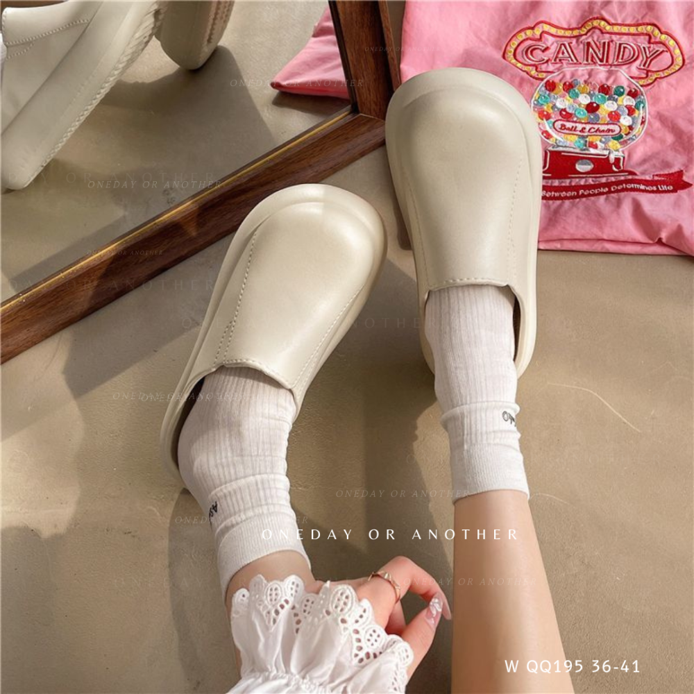 全防水拖鞋 一體成型 輕量百搭懶人鞋 半拖鞋 半包鞋 前包後空 柏肯鞋 包頭 半拖 懶人鞋  防水穆勒鞋 QQ195-細節圖2