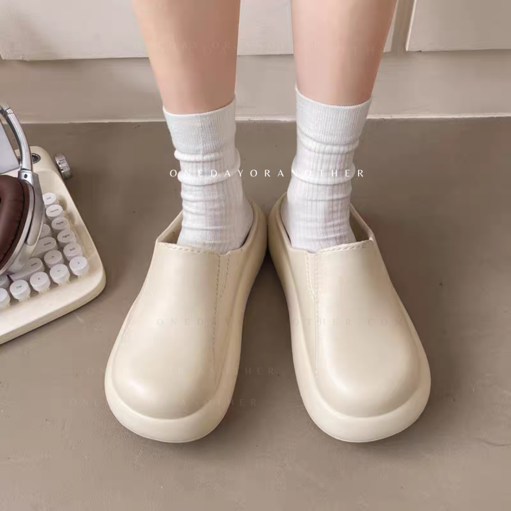 全防水拖鞋 一體成型 輕量百搭懶人鞋 半拖鞋 半包鞋 前包後空 柏肯鞋 包頭 半拖 懶人鞋  防水穆勒鞋 QQ195-細節圖3