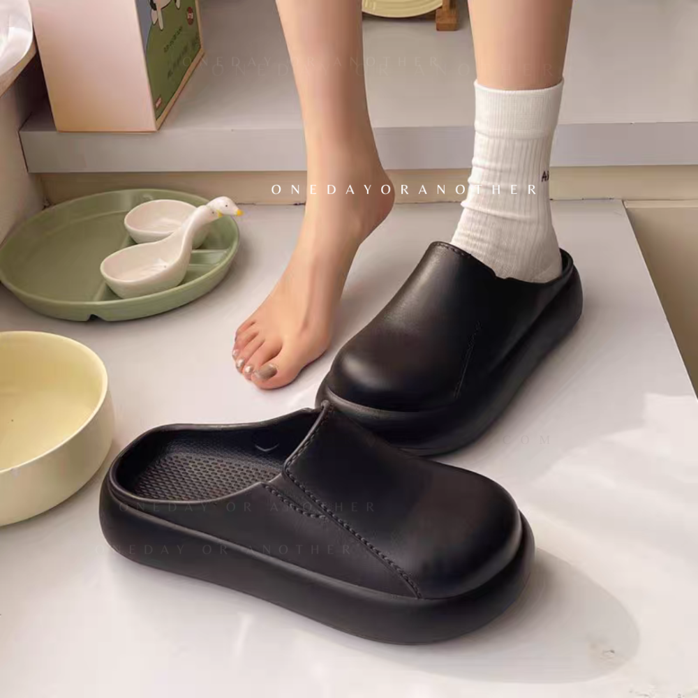 全防水拖鞋 一體成型 輕量百搭懶人鞋 半拖鞋 半包鞋 前包後空 柏肯鞋 包頭 半拖 懶人鞋  防水穆勒鞋 QQ195-細節圖7