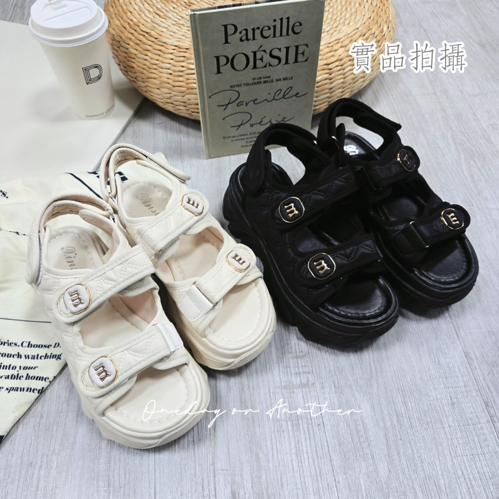 小香風菱格紋魔鬼氈厚底涼鞋 軟底厚底鞋 增高涼鞋 沙灘涼鞋 休閒涼鞋 小香涼鞋 一字涼鞋 厚底涼鞋 魔術貼涼鞋 2477-細節圖5