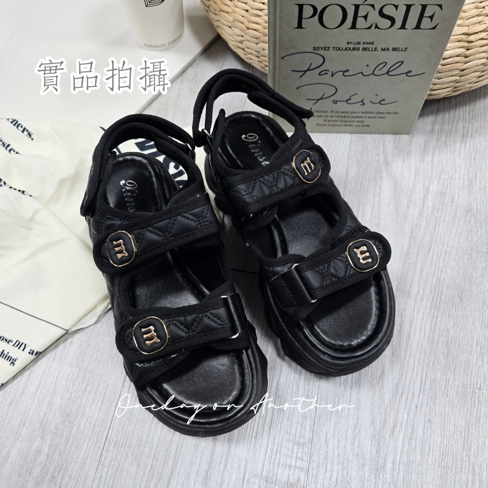 小香風菱格紋魔鬼氈厚底涼鞋 軟底厚底鞋 增高涼鞋 沙灘涼鞋 休閒涼鞋 小香涼鞋 一字涼鞋 厚底涼鞋 魔術貼涼鞋 2477-規格圖8