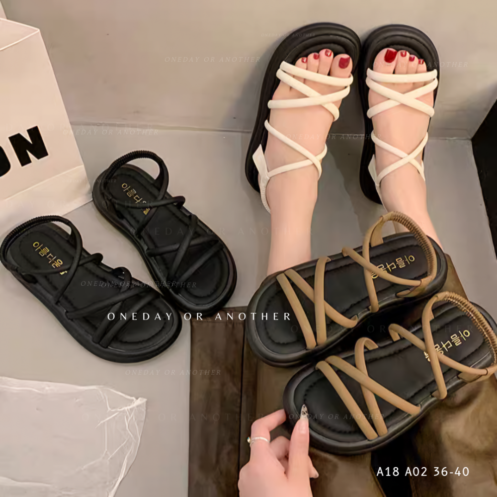 韓版交叉細帶羅馬涼鞋 細帶涼鞋 羅馬鞋 舒適軟底 交叉涼拖鞋 休閒涼鞋 厚底涼鞋 學生百搭 夏日必備 沙灘ins A20-細節圖2