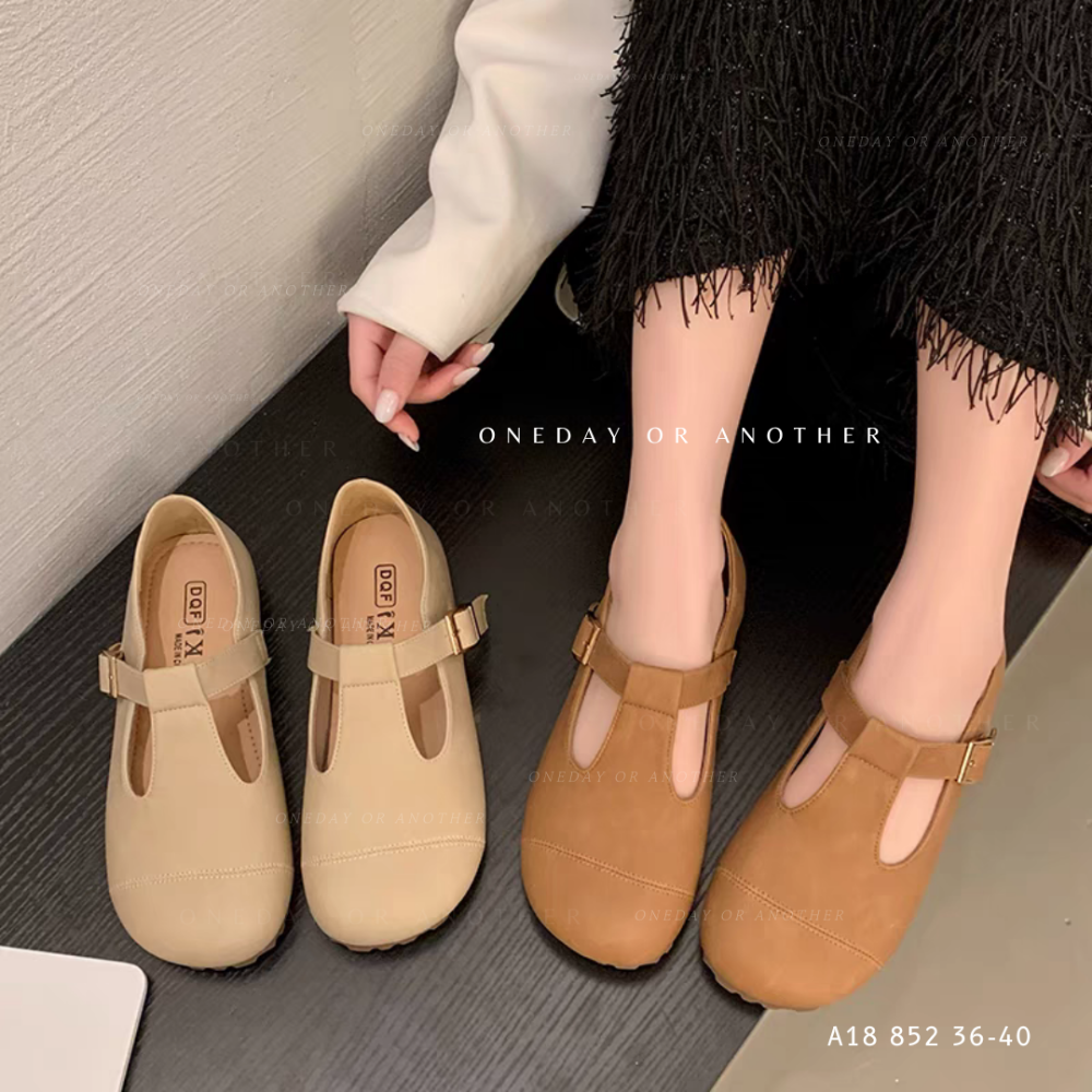 皮革T字休閒鞋 瑪麗珍鞋 金屬釦 休閒鞋 娃娃鞋 舒適透氣 懶人鞋 穆勒鞋 軟不塞 全包鞋 半拖鞋 全包休閒鞋 852-細節圖2