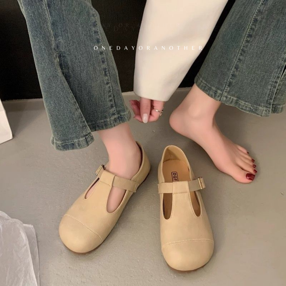 皮革T字休閒鞋 瑪麗珍鞋 金屬釦 休閒鞋 娃娃鞋 舒適透氣 懶人鞋 穆勒鞋 軟不塞 全包鞋 半拖鞋 全包休閒鞋 852-細節圖3