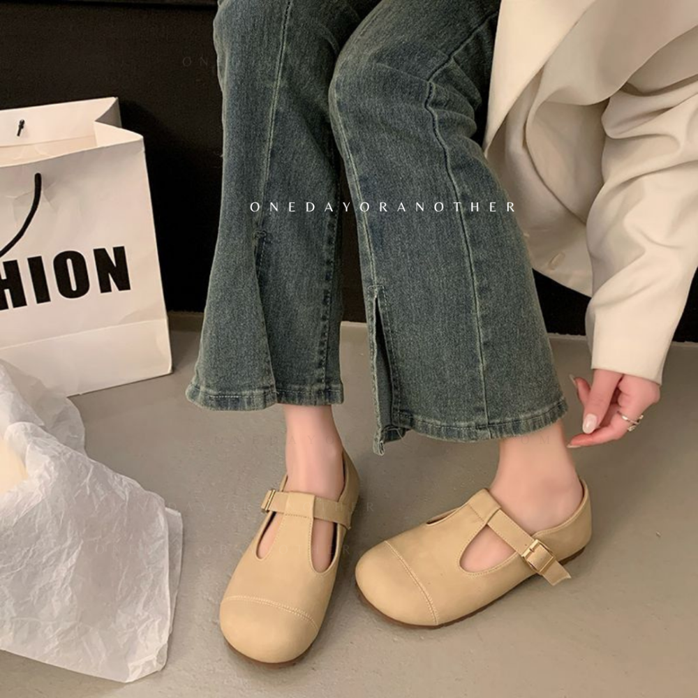 皮革T字休閒鞋 瑪麗珍鞋 金屬釦 休閒鞋 娃娃鞋 舒適透氣 懶人鞋 穆勒鞋 軟不塞 全包鞋 半拖鞋 全包休閒鞋 852-細節圖5