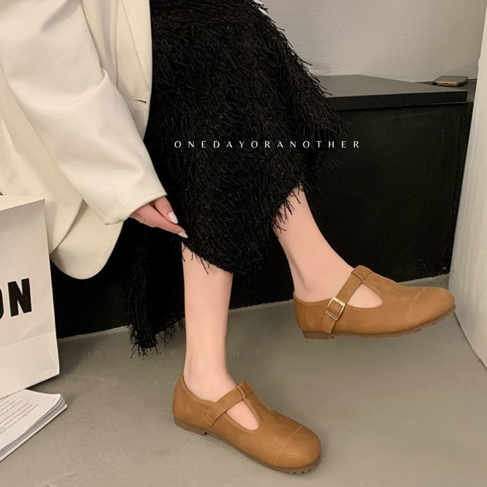 皮革T字休閒鞋 瑪麗珍鞋 金屬釦 休閒鞋 娃娃鞋 舒適透氣 懶人鞋 穆勒鞋 軟不塞 全包鞋 半拖鞋 全包休閒鞋 852-細節圖6