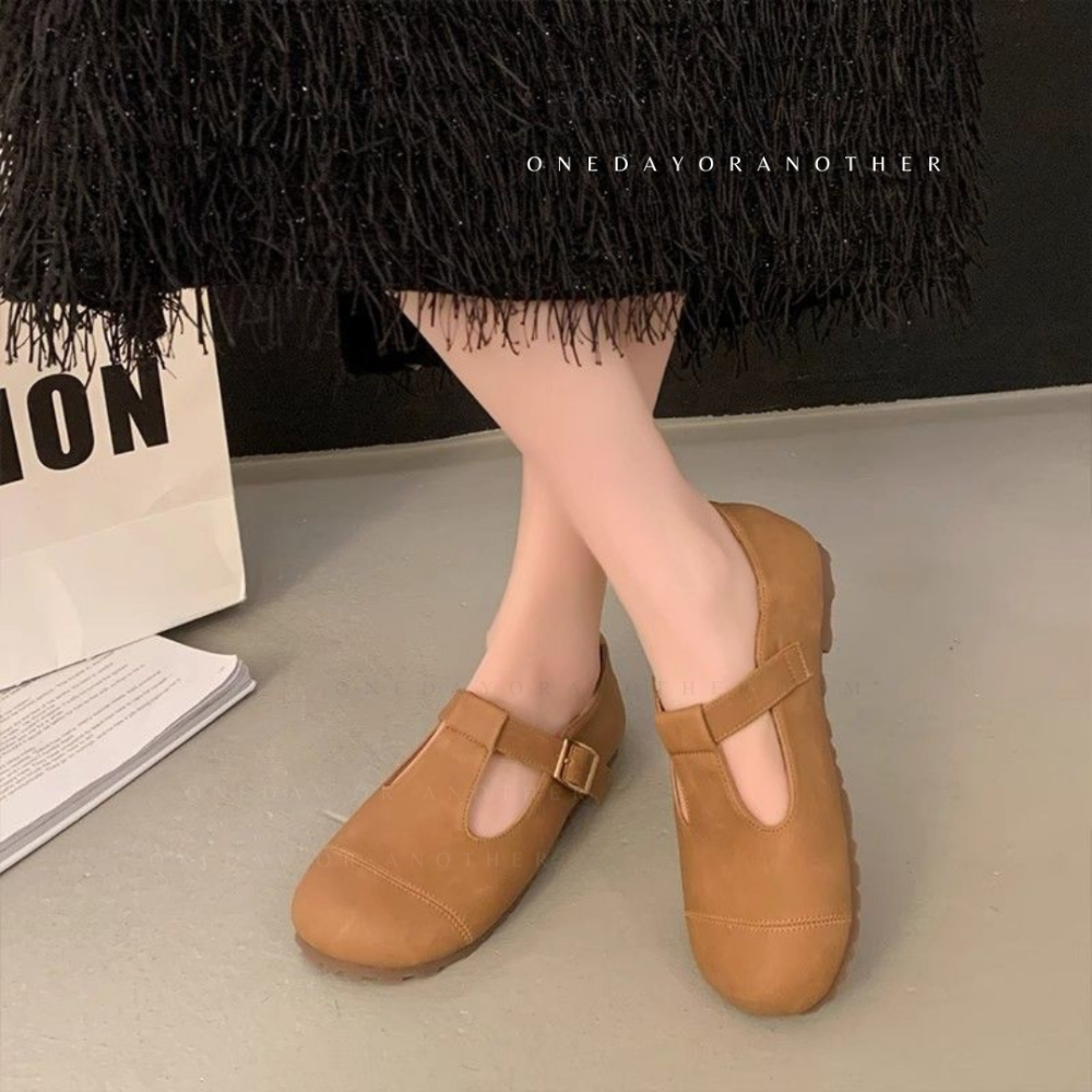 皮革T字休閒鞋 瑪麗珍鞋 金屬釦 休閒鞋 娃娃鞋 舒適透氣 懶人鞋 穆勒鞋 軟不塞 全包鞋 半拖鞋 全包休閒鞋 852-細節圖7